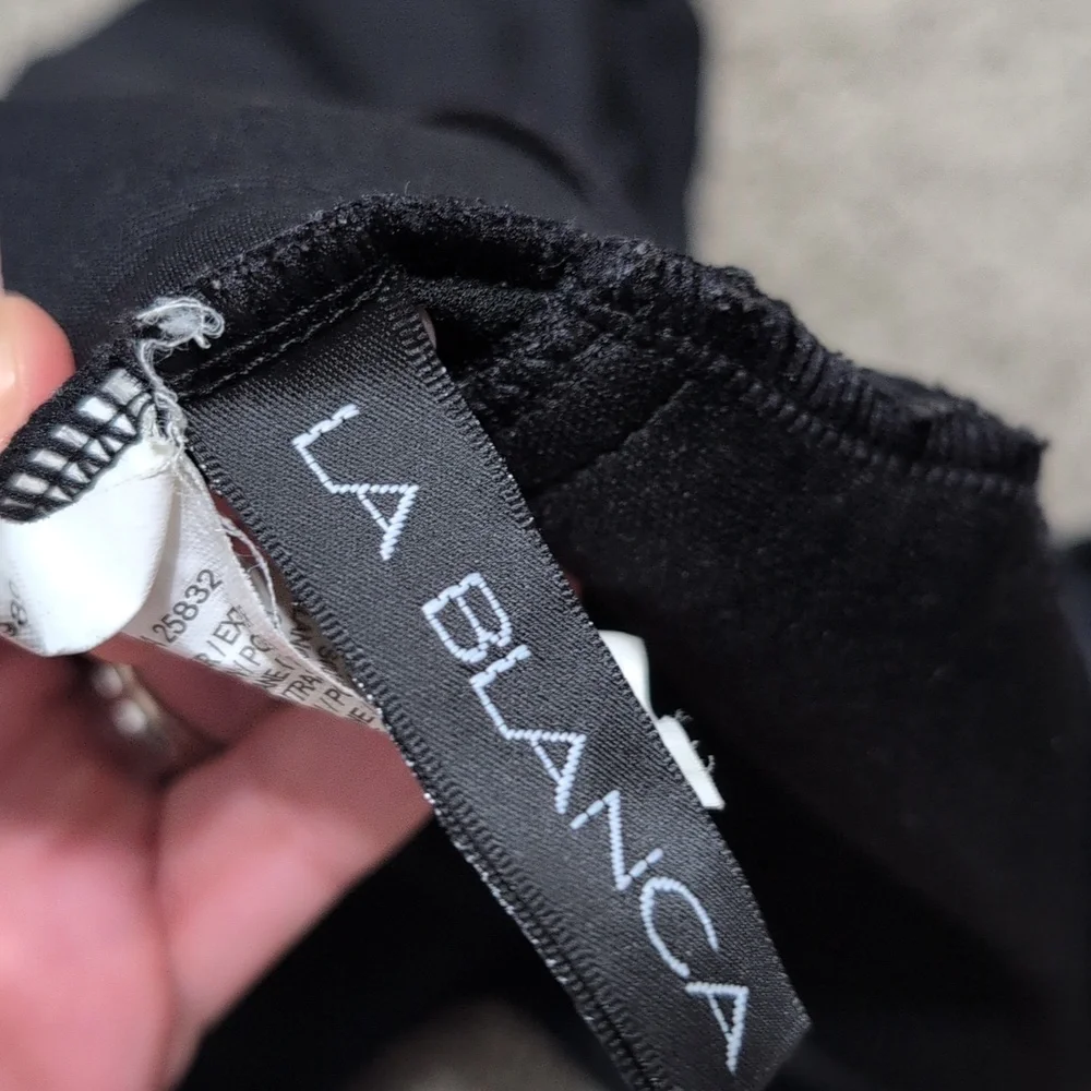 La Blanca Tankini Black Bathing Suit Top Ruched Halter Style Size 6 - Picture 10 of 12